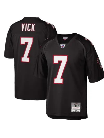 Men's Atlanta Falcons Michael Vick Mitchell & Ness Black Big & Tall 2002 Retired Player Replica Jersey 01