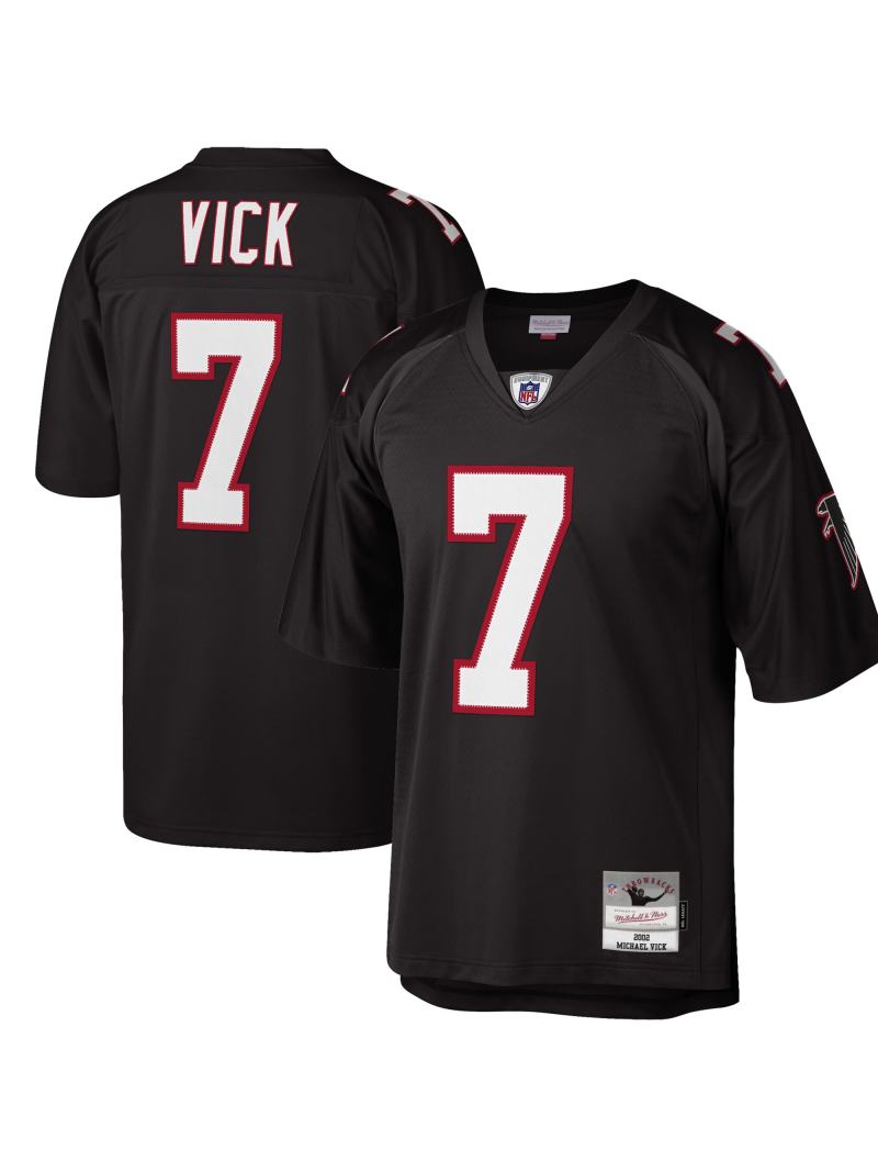 Men's Atlanta Falcons Michael Vick Mitchell & Ness Black Big & Tall 2002 Retired Player Replica Jersey