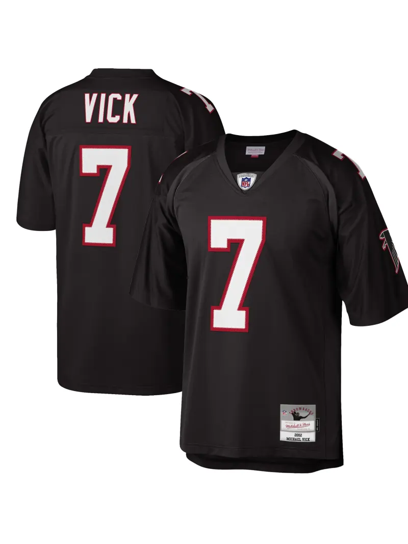 Men's Atlanta Falcons Michael Vick Mitchell & Ness Black Big & Tall 2002 Retired Player Replica Jersey