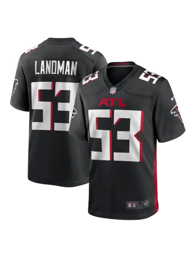 Men's Atlanta Falcons Nate Landman Nike Black Team Game Jersey 01