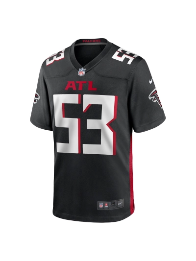 Men's Atlanta Falcons Nate Landman Nike Black Team Game Jersey 02