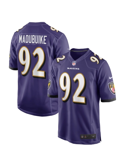 Men's Baltimore Ravens Justin Madubuike Nike Purple Game Player Jersey 01