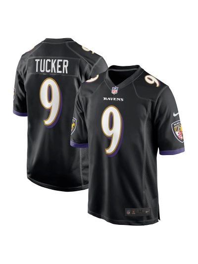 Men's Baltimore Ravens Justin Tucker Nike Black Player Game Jersey 01