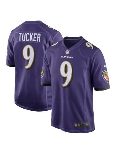 Men's Baltimore Ravens Justin Tucker Nike Purple Game Jersey 01