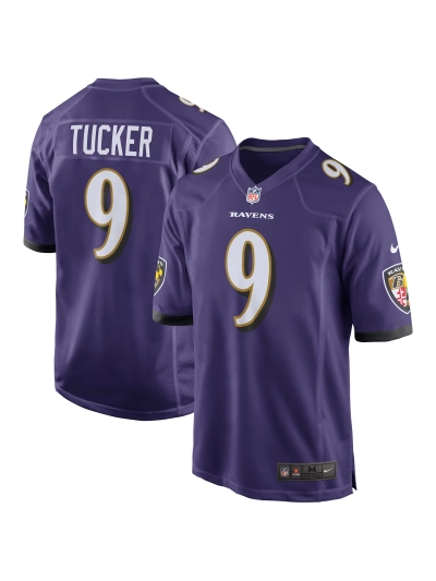 Men's Baltimore Ravens Justin Tucker Nike Purple Game Jersey 01