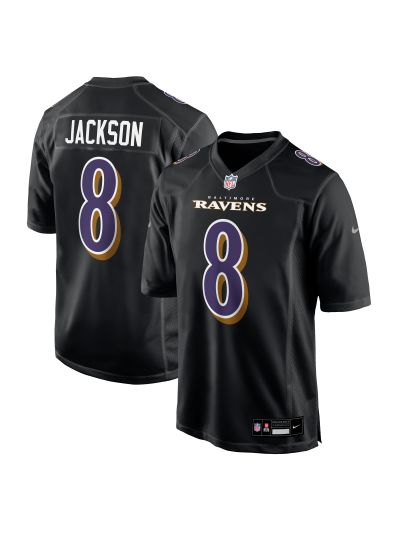 Men's Baltimore Ravens Lamar Jackson Nike Black Fashion Game Jersey 01