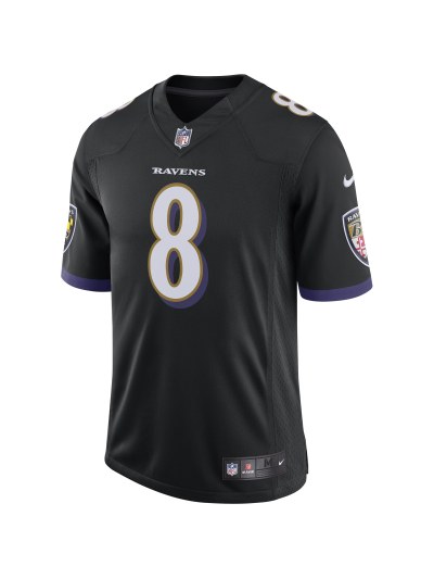 Men's Baltimore Ravens Lamar Jackson Nike Black Speed Machine Limited Jersey 02