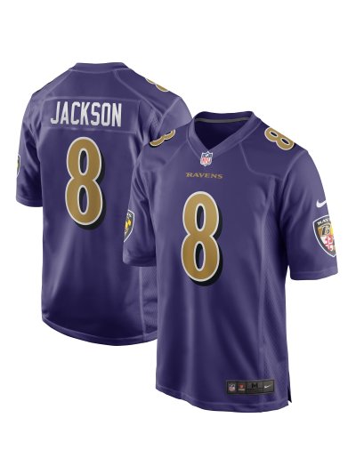 Men's Baltimore Ravens Lamar Jackson Nike Purple Game Jersey 01
