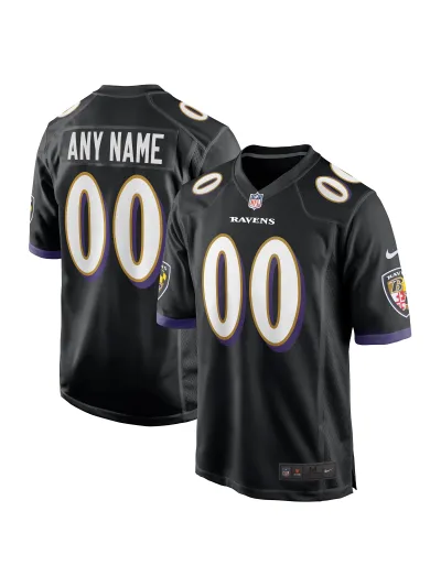 Men's Baltimore Ravens Nike Black Alternate Custom Game Jersey 01