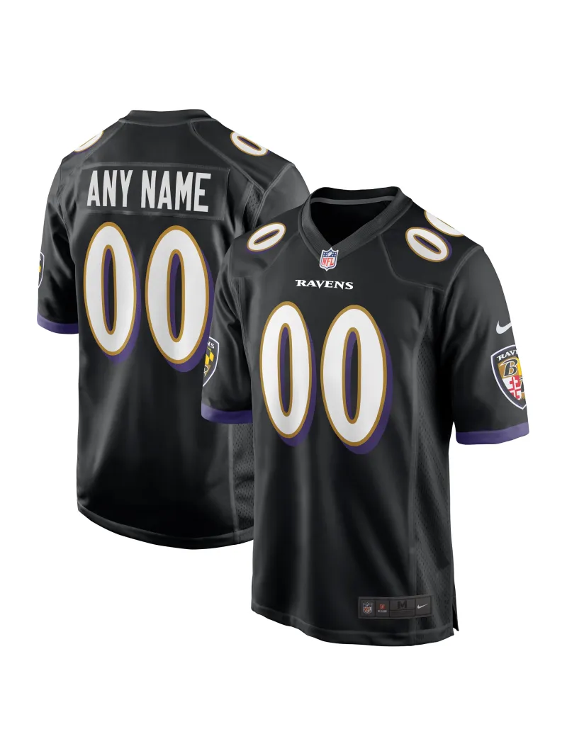 Men's Baltimore Ravens Nike Black Alternate Custom Game Jersey