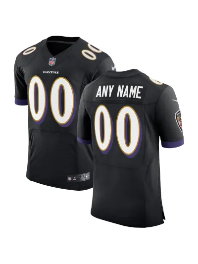 Men's Baltimore Ravens Nike Black Speed Machine Elite Custom Jersey 01