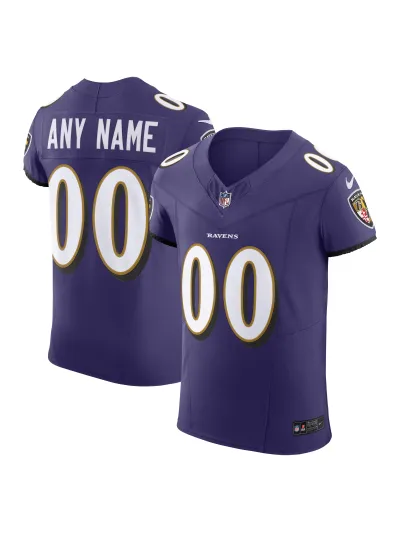 Men's Baltimore Ravens Nike Purple Vapor F.U.S.E. Elite Custom Jersey 01