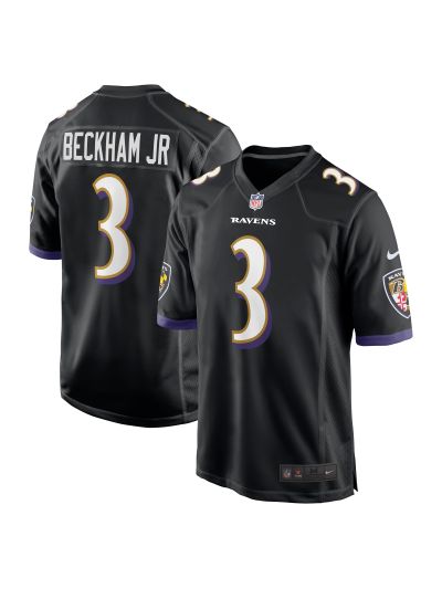 Men's Baltimore Ravens Odell Beckham Jr. Nike Black Alternate Game Jersey 01