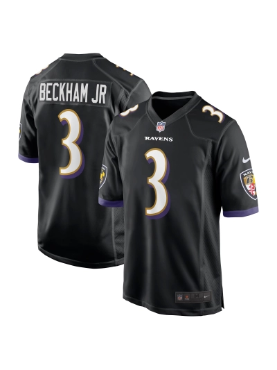 Men's Baltimore Ravens Odell Beckham Jr. Nike Black Alternate Game Jersey 01