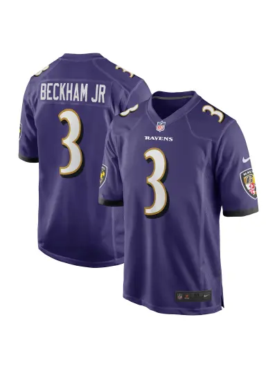 Men's Baltimore Ravens Odell Beckham Jr. Nike Purple Game Jersey 01