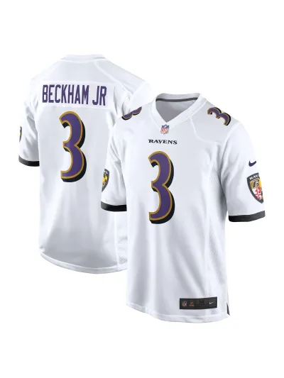 Men's Baltimore Ravens Odell Beckham Jr. Nike White Game Jersey 01