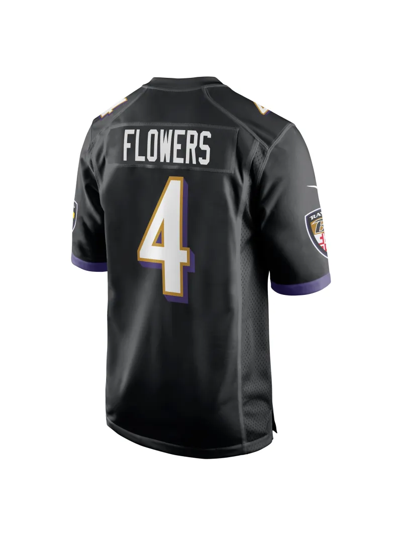 Men's Baltimore Ravens Zay Flowers Nike Black Team Game Jersey