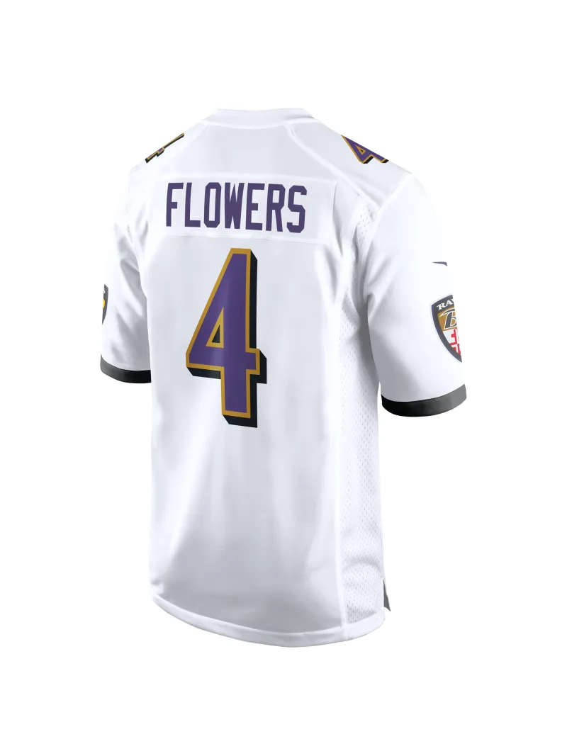 Men's Baltimore Ravens Zay Flowers Nike White Game Jersey