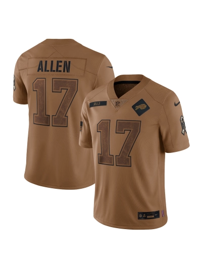 Men's Buffalo Bills Josh Allen Nike Brown 2023 Salute To Service Limited Jersey 01