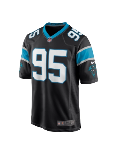 Men's Carolina Panthers Derrick Brown Nike Black Player Game Jersey 02