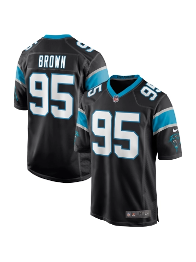 Men's Carolina Panthers Derrick Brown Nike Black Player Game Jersey 01