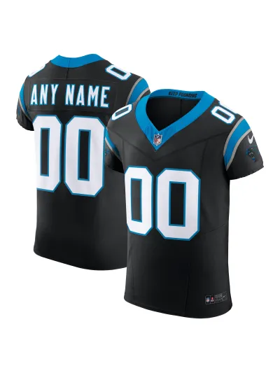 Men's Carolina Panthers Nike Black Vapor F.U.S.E. Elite Custom Jersey 01