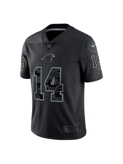 Men's Carolina Panthers Sam Darnold Nike Black RFLCTV Limited Jersey 02
