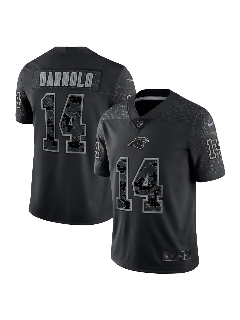Men's Carolina Panthers Sam Darnold Nike Black RFLCTV Limited Jersey