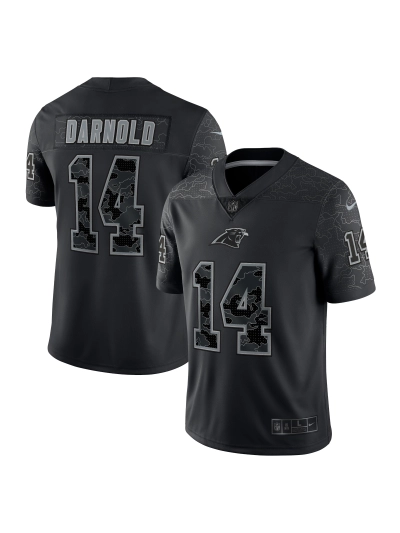 Men's Carolina Panthers Sam Darnold Nike Black RFLCTV Limited Jersey 01