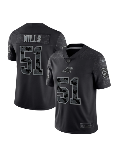 Men's Carolina Panthers Sam Mills Nike Black Retired Player RFLCTV Limited Jersey 01