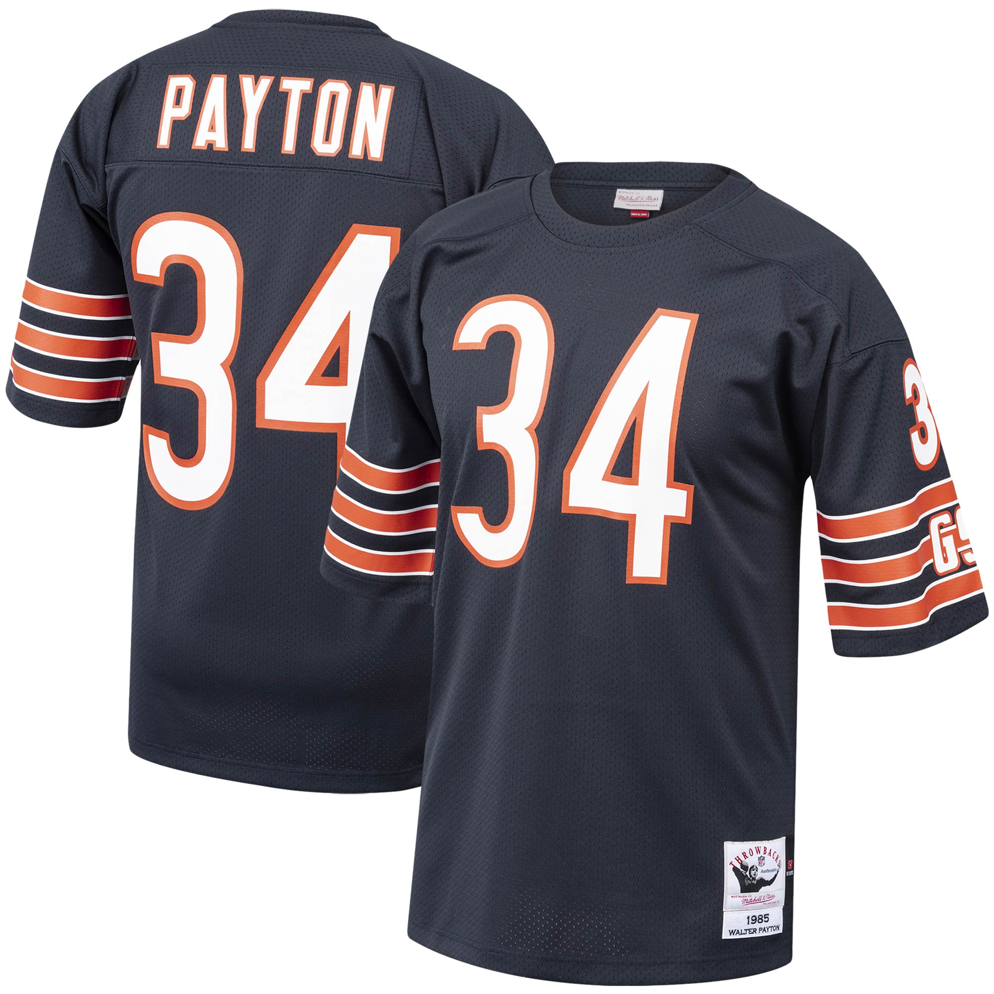 Men's Chicago Bears 1985 Walter Payton Mitchell & Ness Navy Authentic Throwback Retired Player Jersey