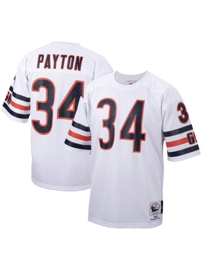 Men's Chicago Bears 1985 Walter Payton Mitchell & Ness White Authentic Throwback Retired Player Jersey 01