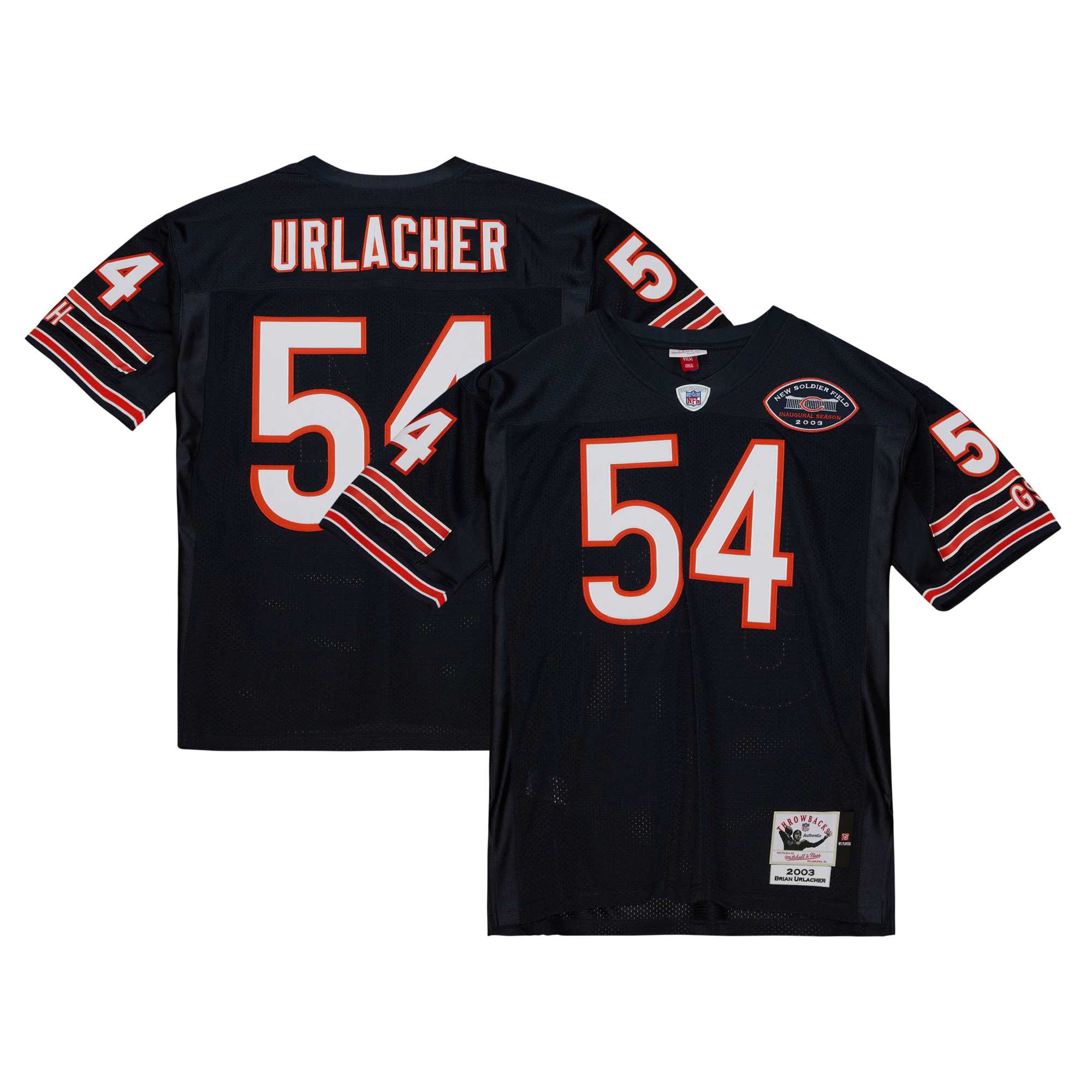 Men's Chicago Bears 2003 Brian Urlacher Mitchell & Ness Navy Authentic Throwback Retired Player Jersey