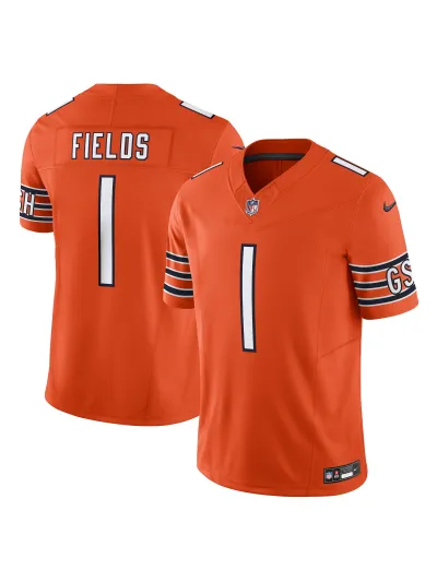 Men's Chicago Bears Justin Fields Nike Orange Vapor F.U.S.E. Limited Jersey 01