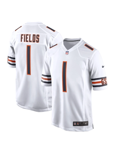 Men's Chicago Bears Justin Fields Nike White Player Game Jersey 01