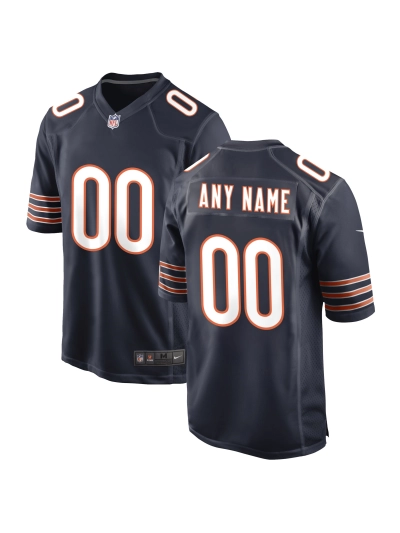 Men's Chicago Bears Nike Navy Custom Game Jersey 01