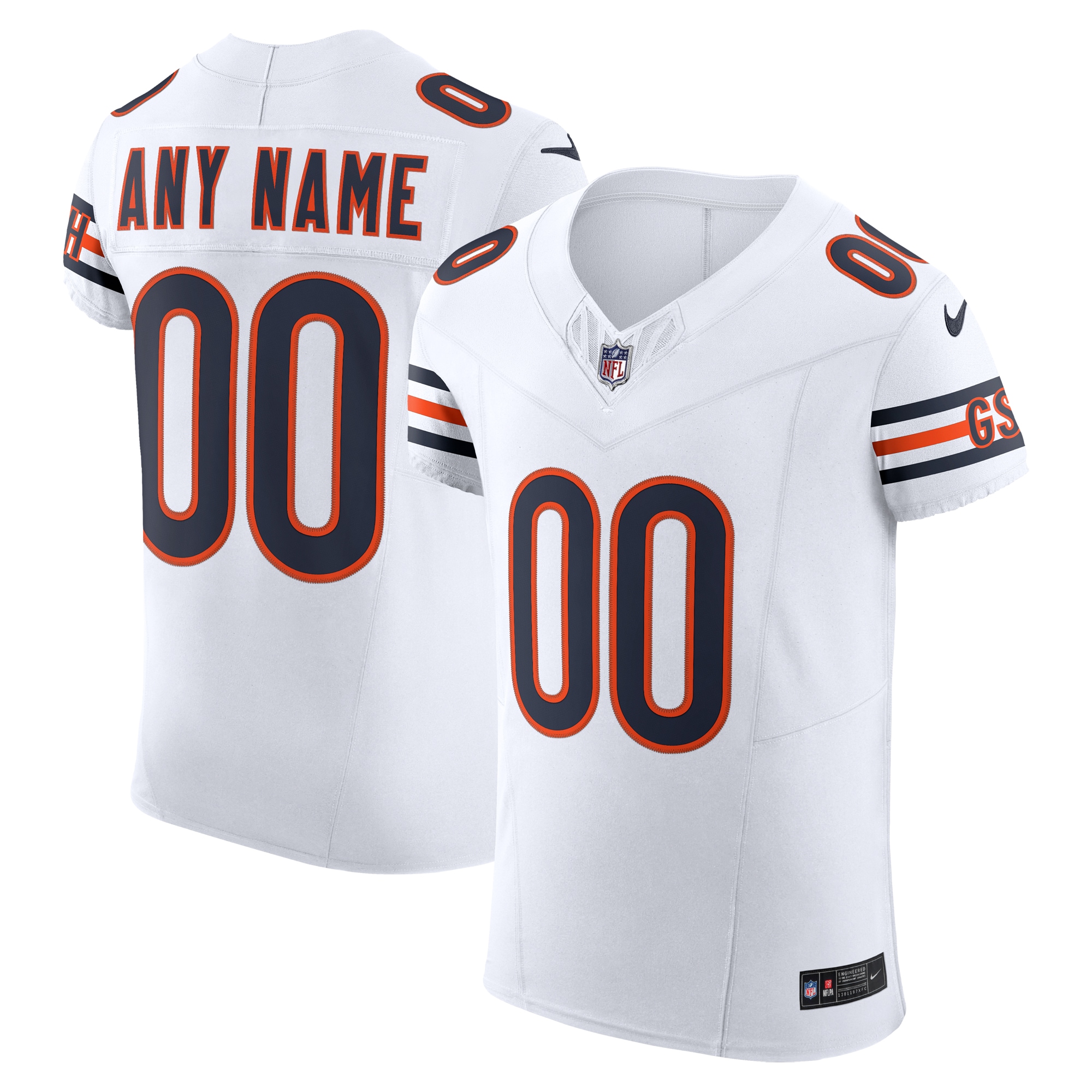 Men's Chicago Bears Nike White Vapor F.U.S.E. Elite Custom Jersey