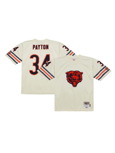 Men's Chicago Bears Walter Payton Mitchell & Ness Cream Chainstitch Legacy Jersey 01