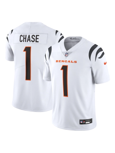 Men's Cincinnati Bengals Ja'Marr Chase Nike White Vapor Untouchable Limited Jersey 01