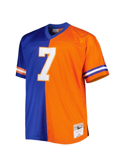 Men's Denver Broncos John Elway Mitchell & Ness Royal/Orange 1990 Split Legacy Replica Jersey 02
