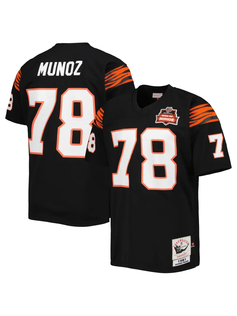 Men's Cincinnati Bengals Anthony Muñoz Mitchell & Ness Black Authentic Throwback Retired Player Jersey