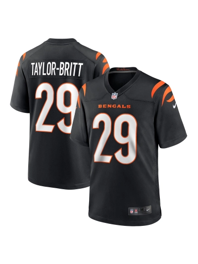 Men's Cincinnati Bengals Cam Taylor-Britt Nike Black Game Player Jersey 01