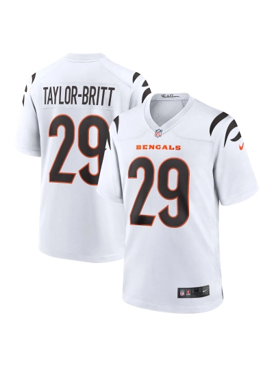 Men's Cincinnati Bengals Cam Taylor-Britt Nike White Game Jersey 01