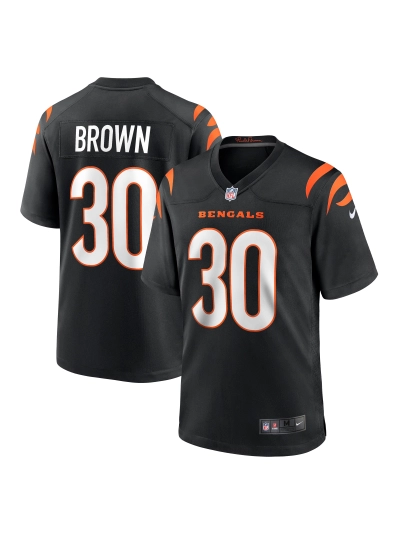 Men's Cincinnati Bengals Chase Brown Nike Black Team Game Jersey 01