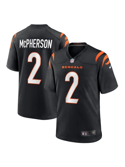 Men's Cincinnati Bengals Evan McPherson Nike Black Game Jersey 01
