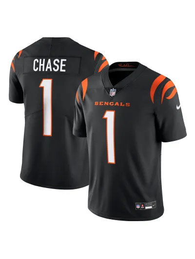 Men's Cincinnati Bengals Ja'Marr Chase Nike Black Vapor Untouchable Limited Jersey 01