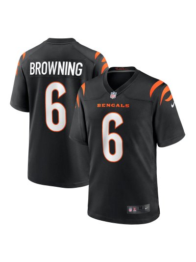 Men's Cincinnati Bengals Jake Browning Nike Black Game Jersey 01
