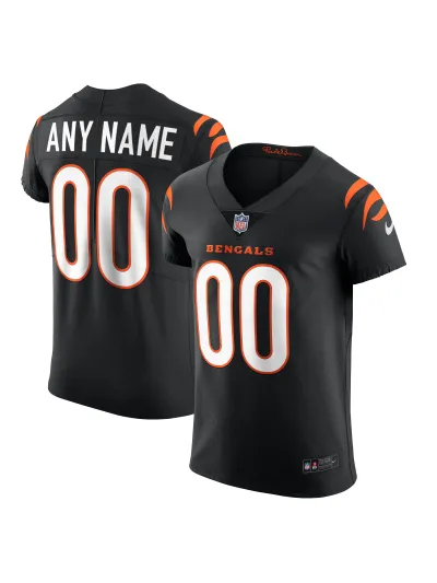 Men's Cincinnati Bengals Nike Black Vapor Elite Custom Jersey 01