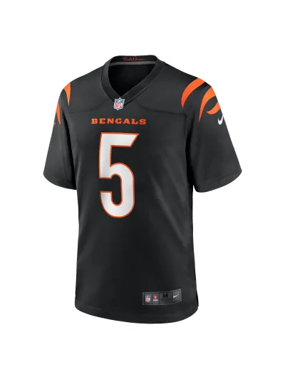 Men's Cincinnati Bengals Tee Higgins Nike Black Game Player Jersey 02