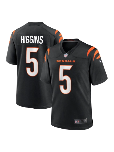 Men's Cincinnati Bengals Tee Higgins Nike Black Game Player Jersey 01